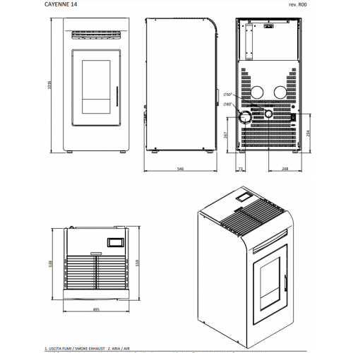 Foco Cayenne - Stufa a Pellet, Modello 14, 13,2...