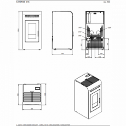 Foco Cayenne - Stufa a Pellet Canalizzata, Modello 14C, 13,2 kw, Grigio
