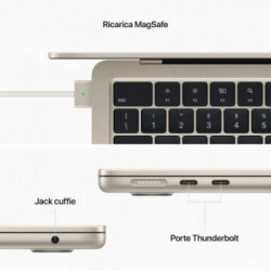 Apple MacBook Air 13-inch : M2 chip with 8-core CPU and 8-core GPU, 256GB *ESTENSIONE GARANZIA3 3 ANNI IN PIU' in omaggio*