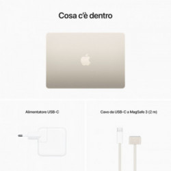Apple MacBook Air 13-inch : M2 chip with 8-core CPU and 8-core GPU, 256GB *ESTENSIONE GARANZIA3 3 ANNI IN PIU' in omaggio*