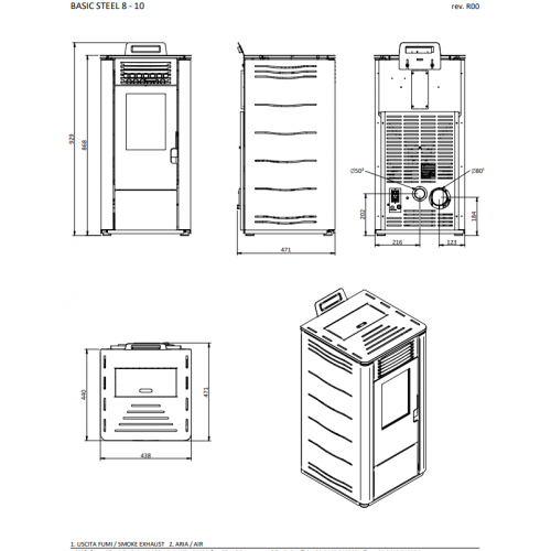 Foco Basic Steel - Stufa a Pellet, Modello 8,...