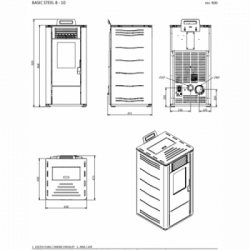 Foco Basic Steel - Stufa a Pellet, Modello 8, 6,9 kw, Vetro Piccolo, Bordeaux