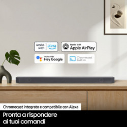 Samsung Soundbar HW-S800B/ZF con subwoofer 3.1.2 canali 330W 2022, audio 3D, effetto cinema surround, gaming mode, design ultra