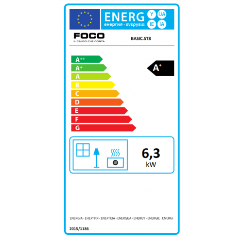 Foco Basic Steel - Stufa a Pellet, Modello 8,...