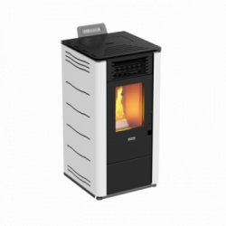 Foco Basic Steel - Stufa a Pellet, Modello 10, 8,7 kw, Bianco