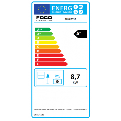 Foco Basic Steel - Stufa a Pellet, Modello 12,...