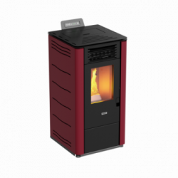 Foco Basic Steel - Stufa a Pellet, Canalizzata, Modello 12C, 9,7 kw, Bordeaux