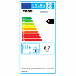 Foco Basic Steel - Stufa a Pellet, Canalizzata, Modello 12C, 9,7 kw, Bordeaux
