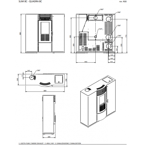 Foco Slim - Stufa a Pellet, Canalizzata,...