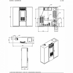Foco Slim - Stufa a Pellet, Canalizzata, Modello 8C, 8,02 kw, Grigio Puntiato