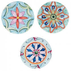 Villa D'Este Home Tivoli 'Infinito', Set 3 Sottobicchieri tondi Ø 10 cm in ceramica