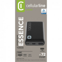 Cellularline Power Bank ESSENCE 10000 Caricabatterie portatile da 10000mAh Nero