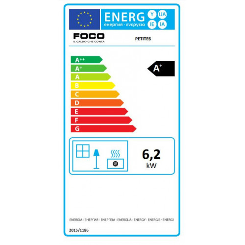 Foco Petit - Stufa a Pellet, Modello 6, 7 kw, Nero