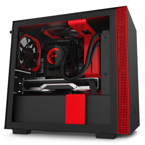 NZXT H210i Matte Black Red Mini Tower Nero, Rosso