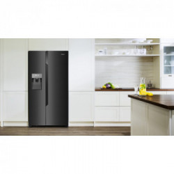 Hisense RS694N4TFF - Frigorifero Side by Side, 535 Litri, Classe F, Nero