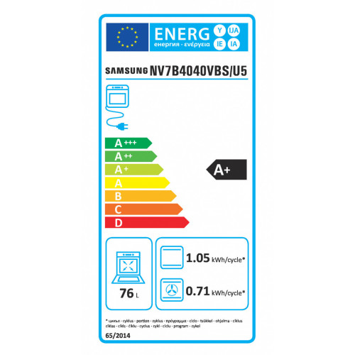 Samsung NV7B4040VBS 76 L 1800 W A+ Nero,...
