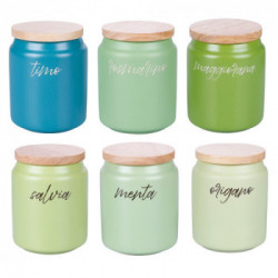 Villa D'Este Home Tivoli 'Shades of Greenery', Set 6 Barattoli Spezie in gres