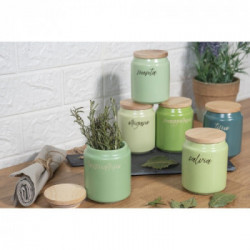 Villa D'Este Home Tivoli 'Shades of Greenery', Set 6 Barattoli Spezie in gres