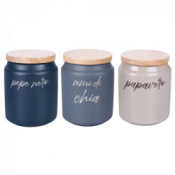 Villa D'Este Home Tivoli 'Shade of Stone', Set 3 Barattoli spezie in gres