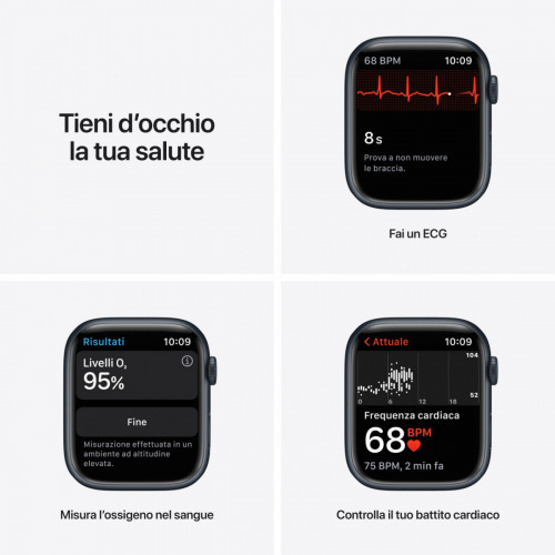 Apple Watch Series 7 GPS, 45mm Cassa in...