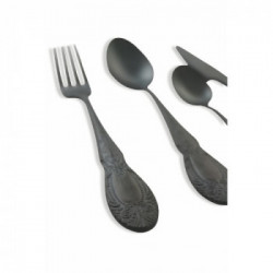 Villa D'Este Home Tivoli 'Wonderland', Set 24 posate satinato nero
