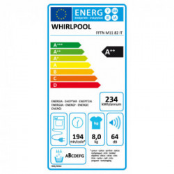 Whirlpool FFTN M11 82 IT - Asciugatrice a Pompa di Calore, 8 Kg, Classe A++