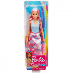 Mattel Barbie Bambola Principessa Arcobaleno con Capelli Rosa Lunghi e Spazzola, FXR94