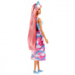 Mattel Barbie Bambola Principessa Arcobaleno con Capelli Rosa Lunghi e Spazzola, FXR94
