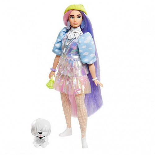 Barbie Extra Doll 2 in Shimmery Look with Pet...