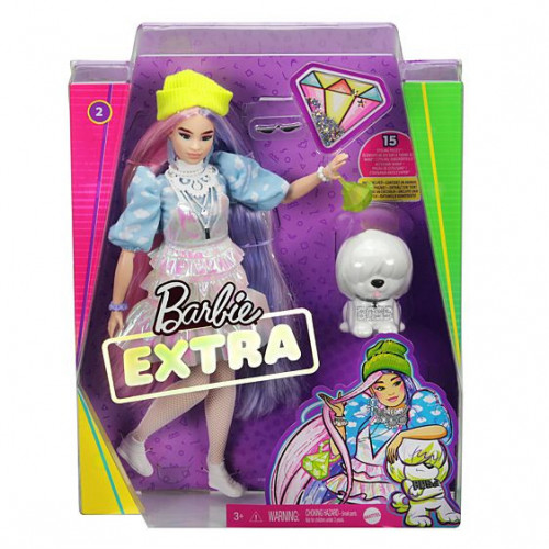 Barbie Extra Doll 2 in Shimmery Look with Pet...