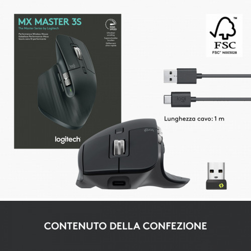 Logitech MX Master 3S mouse Mano destra...