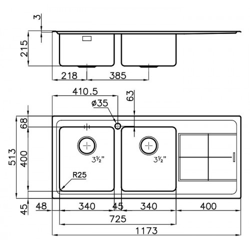 Foster 2222 051 - Lavello KE Semifilo, 2 Vasche...