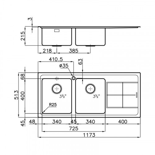Foster 2222 052 - Lavello KE Sopratop, vasche a...