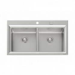 Foster 4502 050 - Lavello Stripe, 2 Vasche, 87.3 x 51.3 cm, Acciaio Inox 