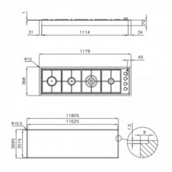Foster 7259 042 - Piano Cottura a Gas S4000 Sopratop o Filotop, Inox spazzolato, 117.9x36.8 cm 