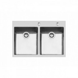 Foster 2269 050 - Lavello KE Filotop, 2 Vasche, 77 x 52 cm, Acciaio Inox