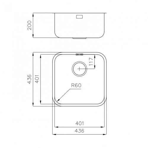 Foster 1840 850 - Lavello KS Sottotop, 1 Vasca,...