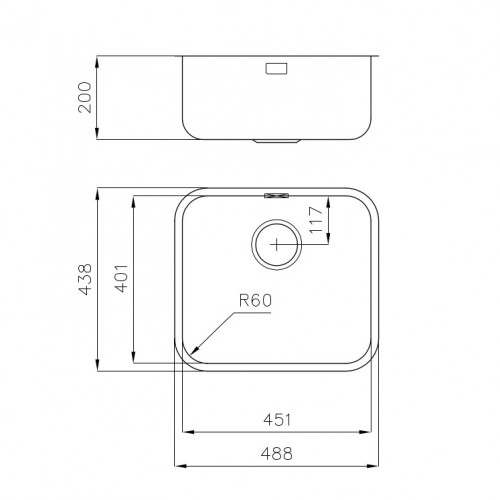 Foster 1845 850 - Lavello KS Sottotop, 1 Vasca,...
