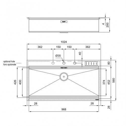 Foster 1018 055 - Lavello Milano, 1 Vasca,...
