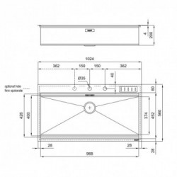 Foster 1018 055 - Lavello Milano, 1 Vasca, 102.4 x 56 cm, Acciaio Inox