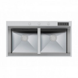 Foster 1020 055 - Lavello Milano, 2 Vasche, 102.4 x 56 cm, Acciaio Inox 