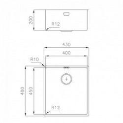 Foster 3139 850 - Lavello Serie 45 Sottotop, 1 Vasca, 48 x 43 cm, Acciaio Inox