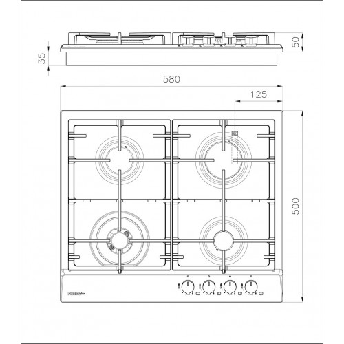 Foster 7014 032 - Piano Cottura a Gas, 4...