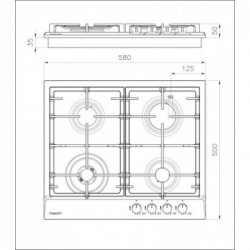 Foster 7014 032 - Piano Cottura a Gas, 4 Fuochi, 58 cm, Acciaio Inox
