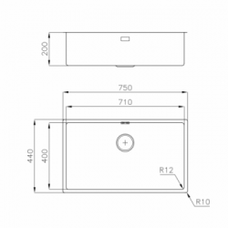 Foster 3357 850 - Lavello Sottotop S4001, 1 Vasca, 75 x 44 cm, Acciaio Inox 