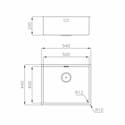 Foster 3355 850 - Lavello Quadra Sottotop, 1 Vasca, 54 x 44 cm, Inox Spazzolato 