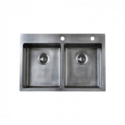 Foster 2269 080 - Lavello KE Vintage Filotop, 2 Vasche, 77 x 52 cm, Acciaio Inox