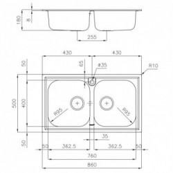 Foster 1974 960 - Lavello FM Marine, 2 Vasche, 86 x 50 cm, Acciaio Inox