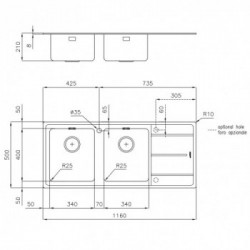 Foster 3212 051 - Lavello Evo, 80 cm, R25, Acciaio inox 