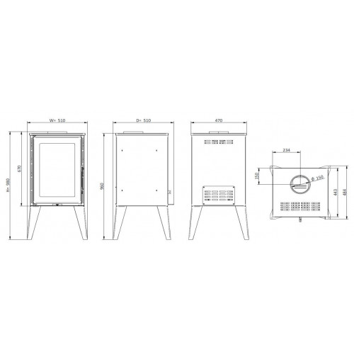 Solzaima M20 Eco - Stufa a Legna, 7,4 kw, Nera